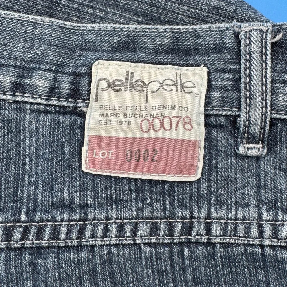 Y2K VTG Pelle Pelle Mens Jeans Dark Wash Leather Pocket Relaxed Fit Size‎ 40x34